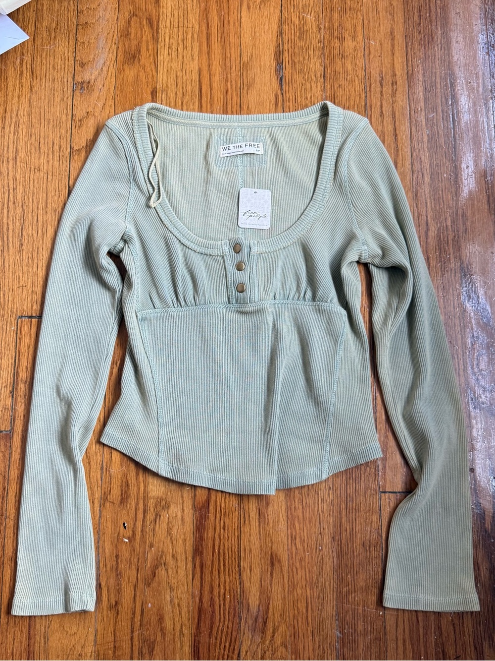 NWT Olive green Free People long sleeve Henley shirt